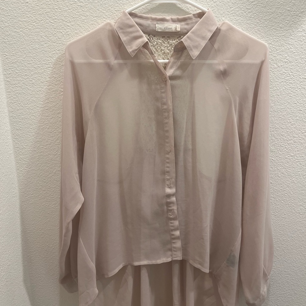 Lush Sheer Blouse in Beige